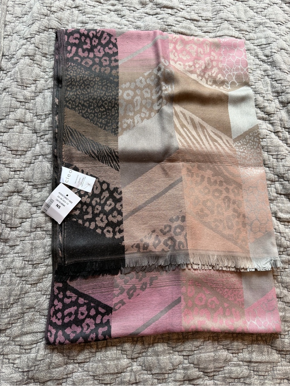 cleo Pink, Brown & Black Animal Print Scarf Wrap